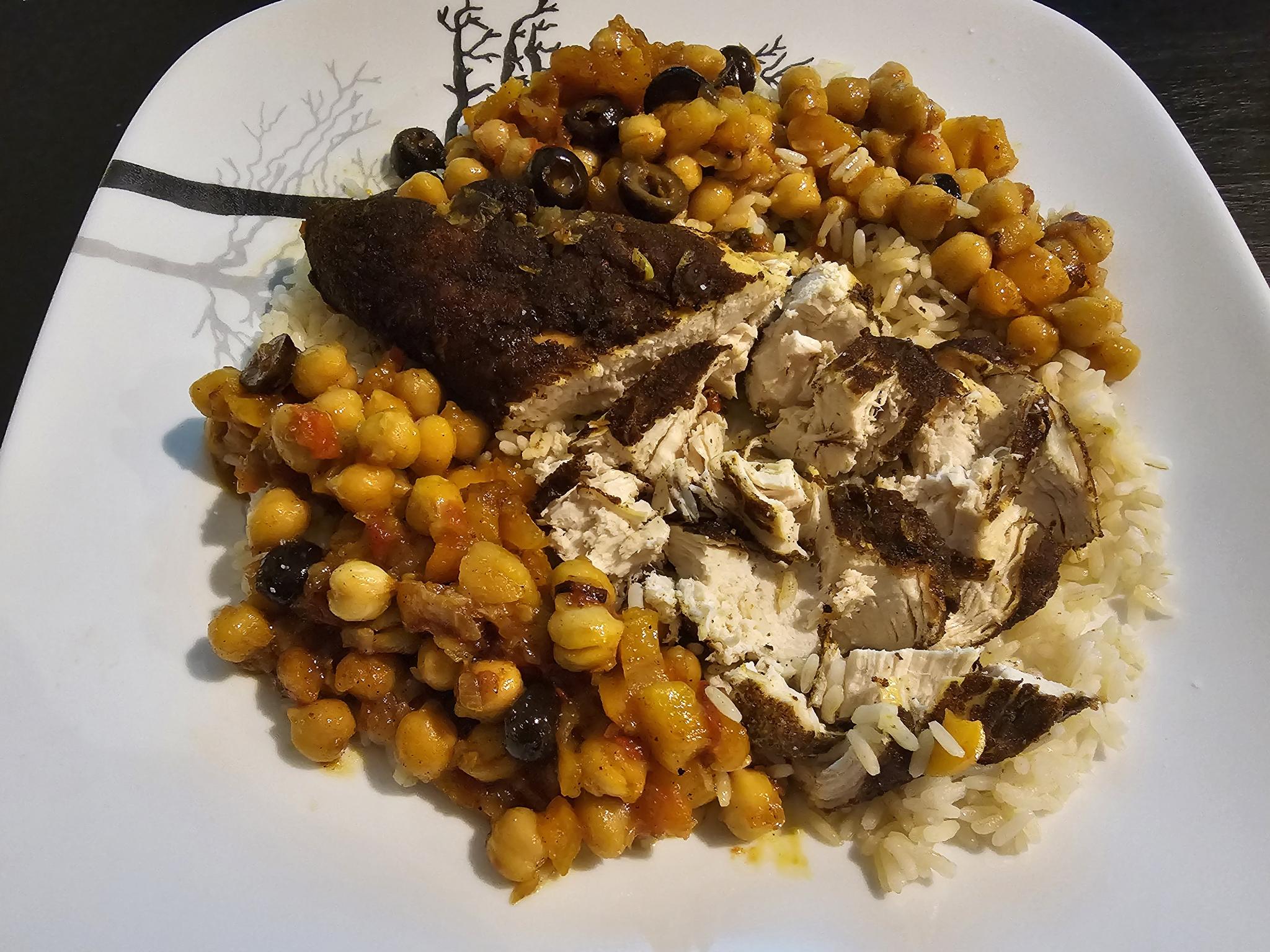 IDDSI level SB6 Soft & Bite-Sized Morrocan Chicken Tagine Recipe served over rice