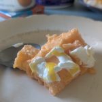 IDDSI Level 4 Pureed Ambrosia Salad with whipped topping for easy eating