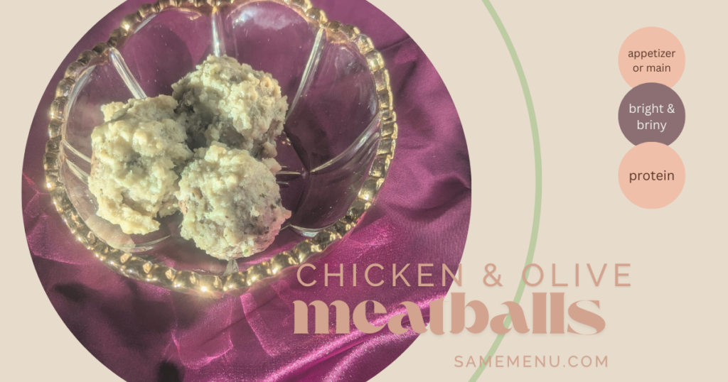 Chicken thigh and olive meatballs soft and bite sized IDDSI Level 6 dysphagia diet texture level