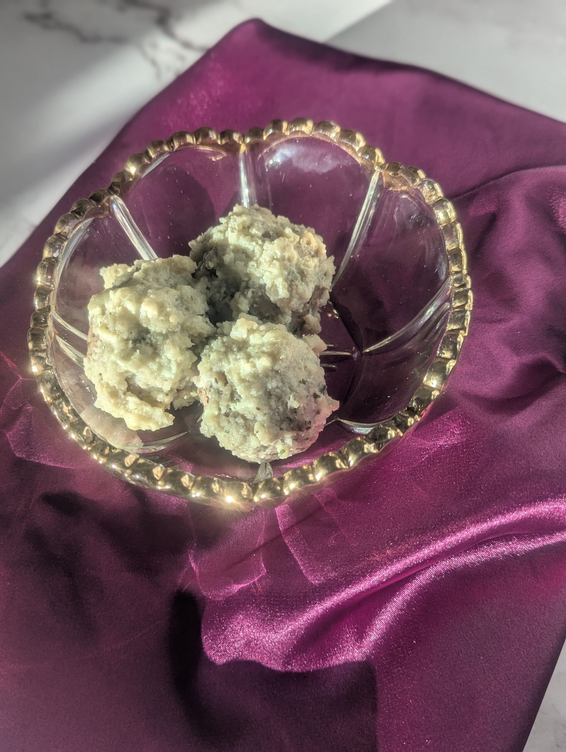 Chicken thigh and olive meatballs soft and bite sized IDDSI Level 6 dysphagia diet texture level