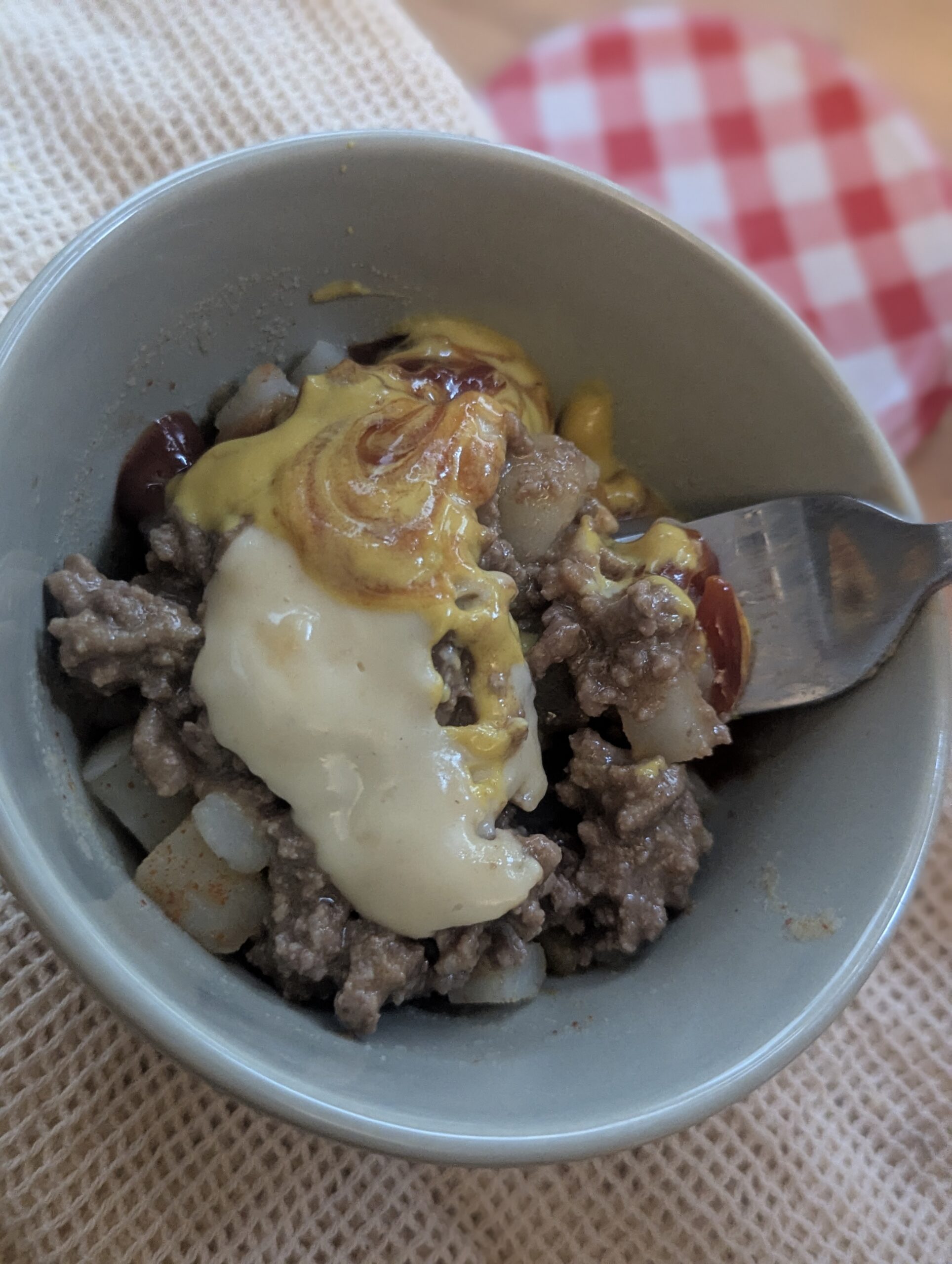 IDDSI Level 6 Pediatric Diet approved cheeseburger hash bowl recipe