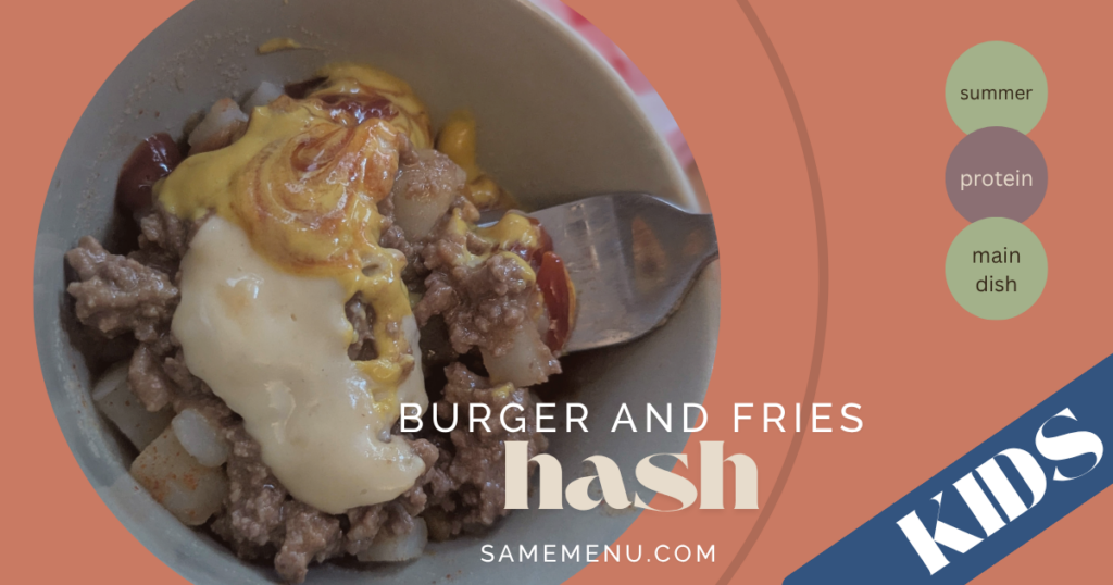 kid friendly dysphagia recipe burger and fries hash bowl for level SB6